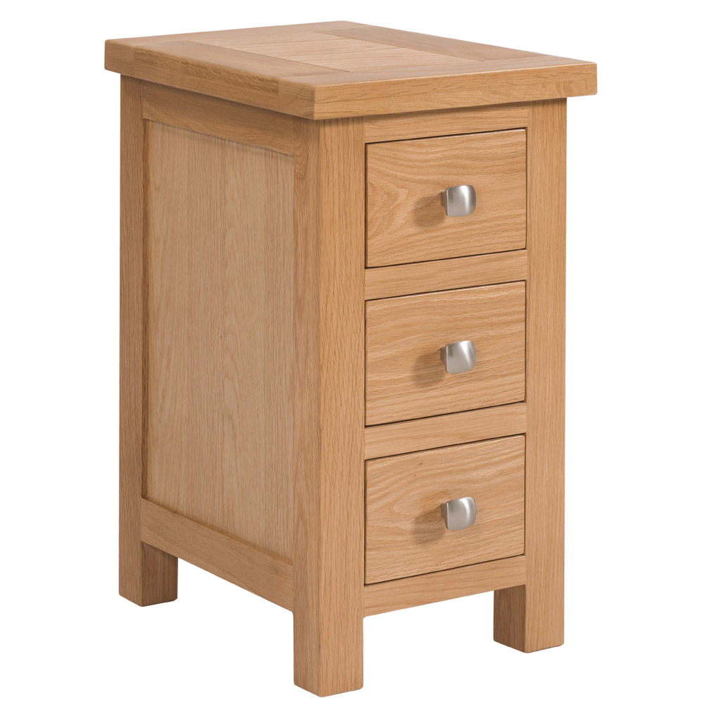 Dorchester Oak Compact 3 Drawer Bedside Cabinet