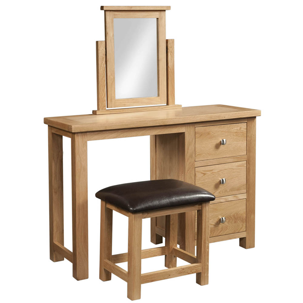 Dorchester Oak Single Pedestal Dressing Table and Stool Set
