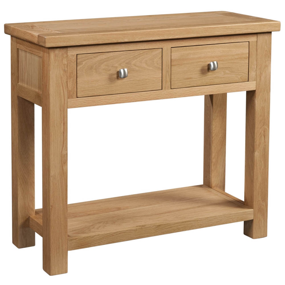 Dorchester Oak 2 Drawer Console Table Cabinet