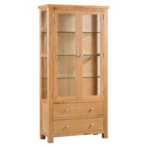 Dorchester Oak Glazed Display Cabinet with Glass Door