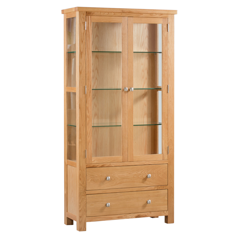 Dorchester Oak Glazed Display Cabinet with Glass Door