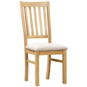 Moreton Oak Slatted Dining Chair with Fabric Seat Pad