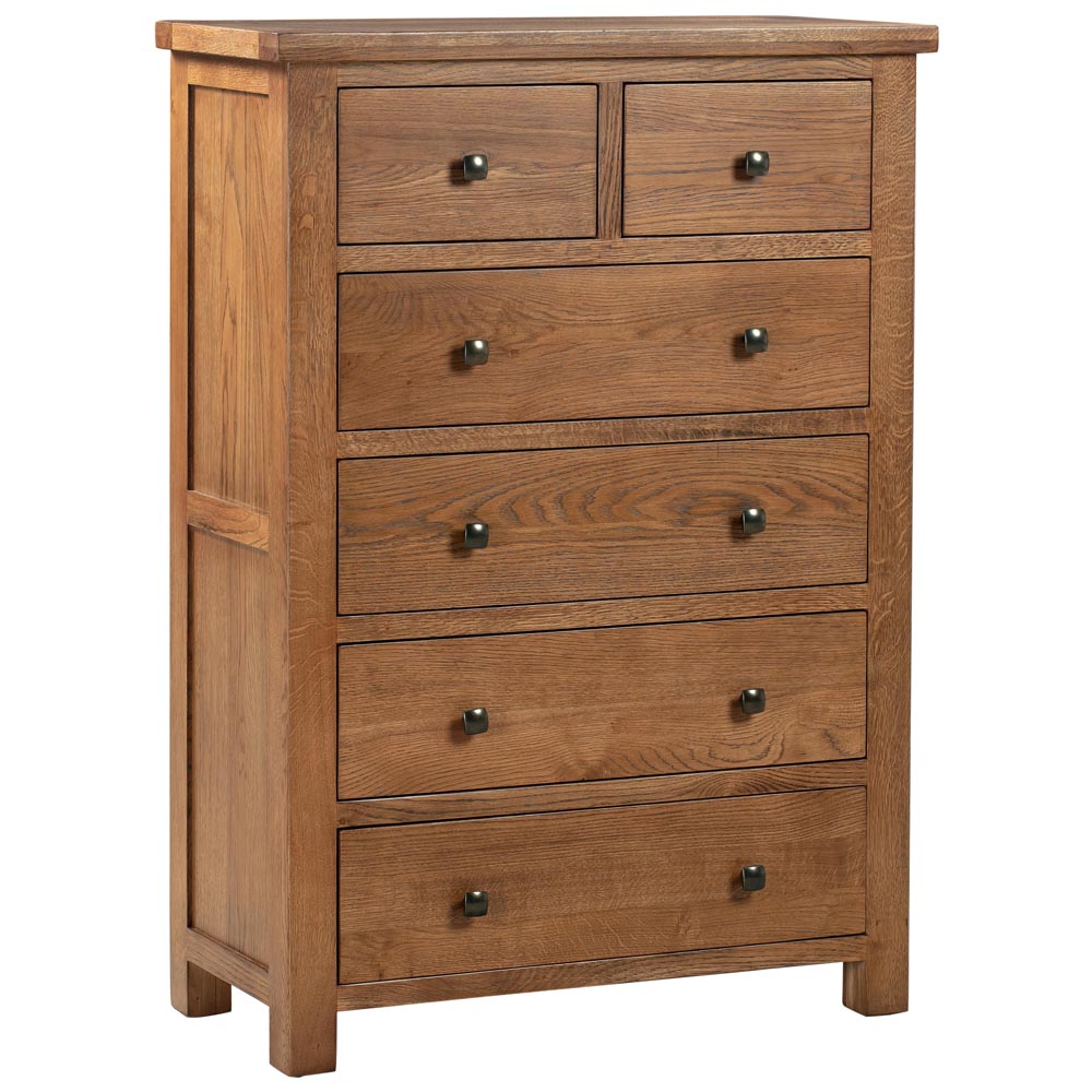 Dorset Oak Rustic 2 Over 4 Drawer Chest